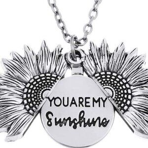YOU ARE MY SUNSHINE SUNFLOWER NECKLACE LOCKET HIDDEN MESSASSAGE